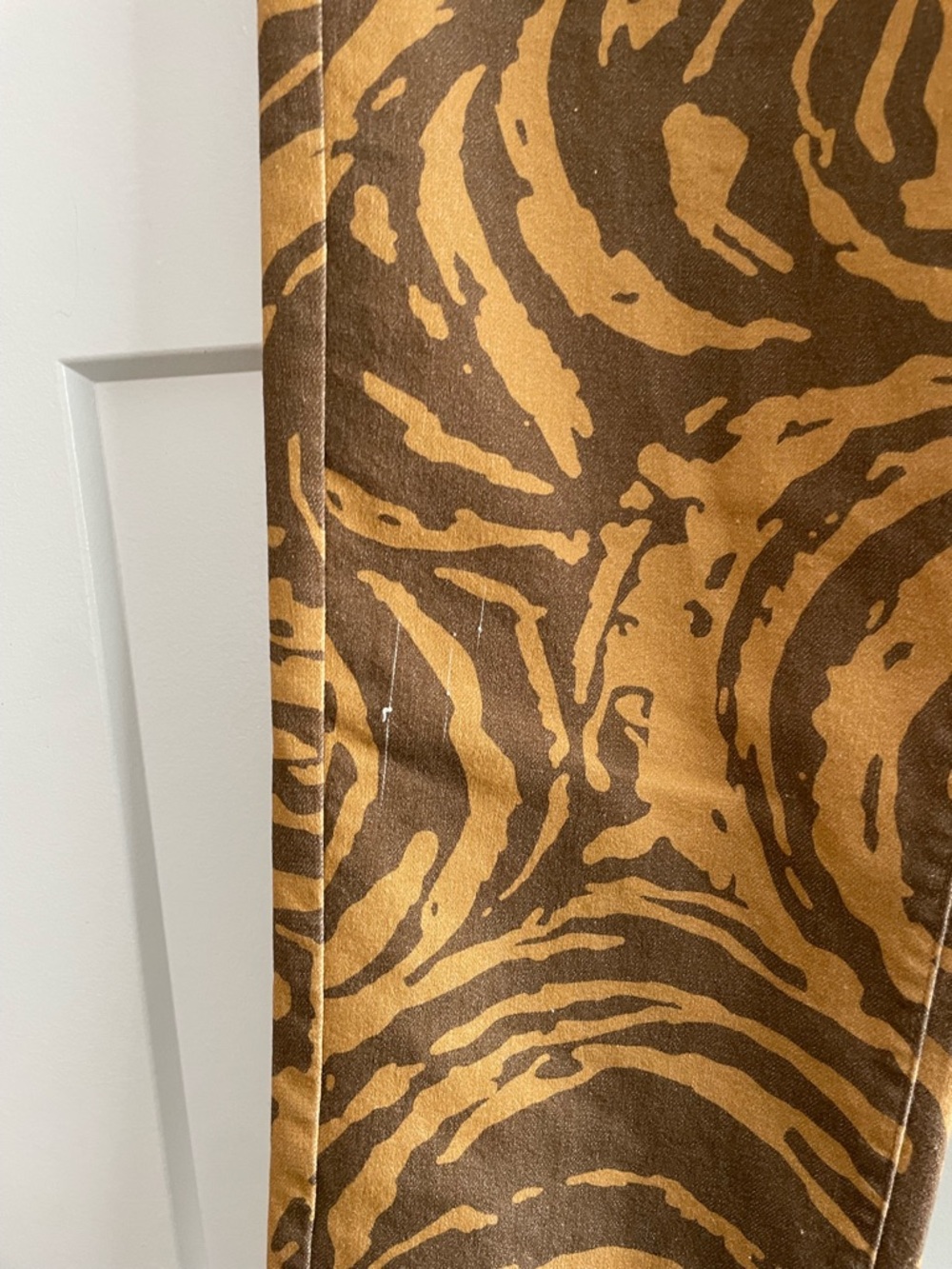 Vatka Vatka Organic Cotton Abstract Print Pants Brown Tan High Rise Straight Leg - Picture 4 of 11